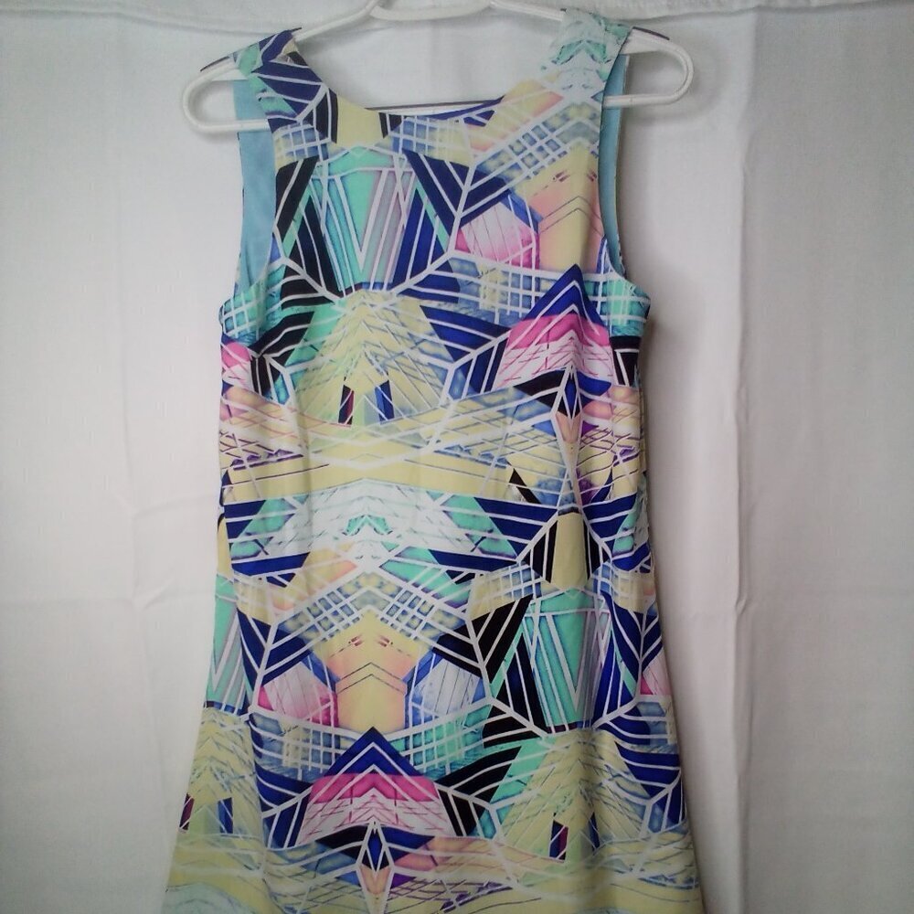 Sugar Lips Dress Women XS Sleeveless Lined Open Back Pattern Colorful